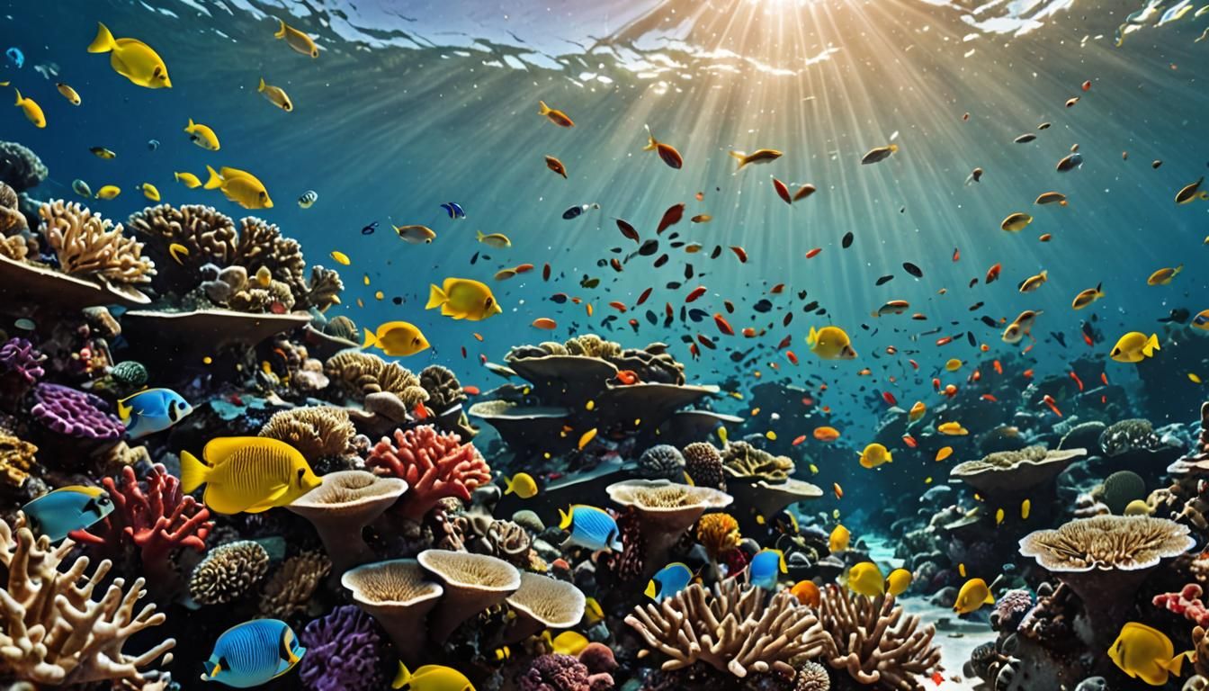 Underwater Coral Reef with Tropical Fish
