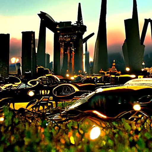 Ruined Spacedock in Rural Landscape at Night