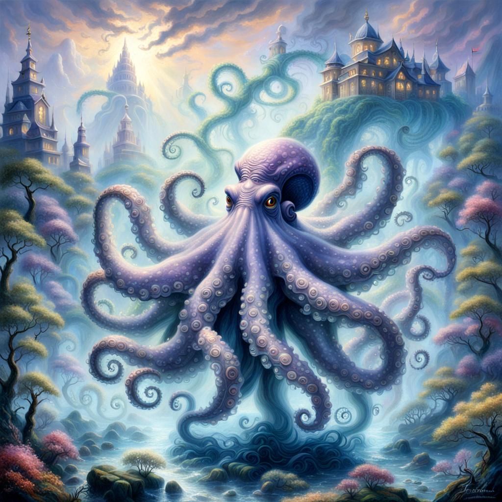 Brahma as Octopus in Ethereal Fantasy Style