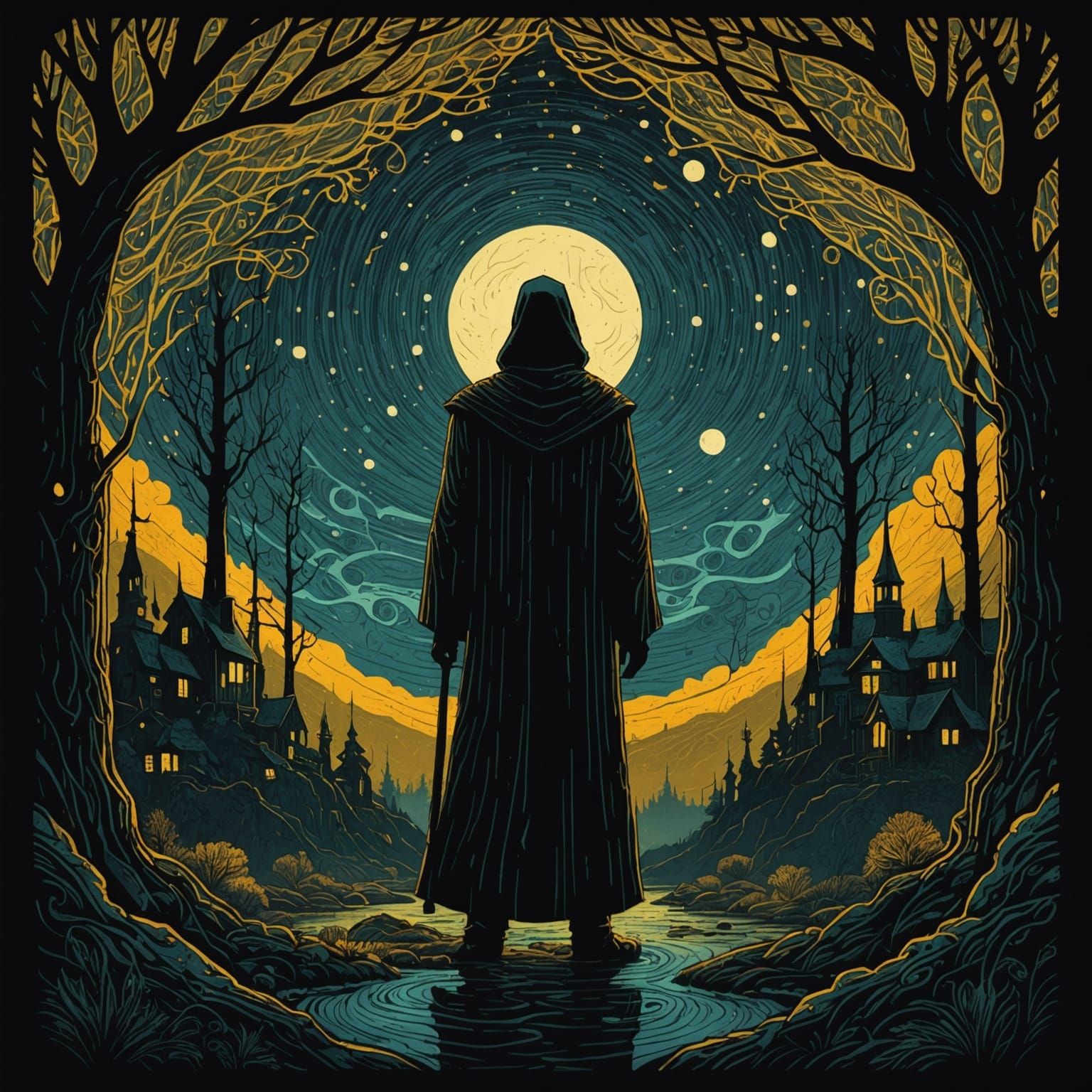 Surreal Grimdark Landscape in Dark Palette