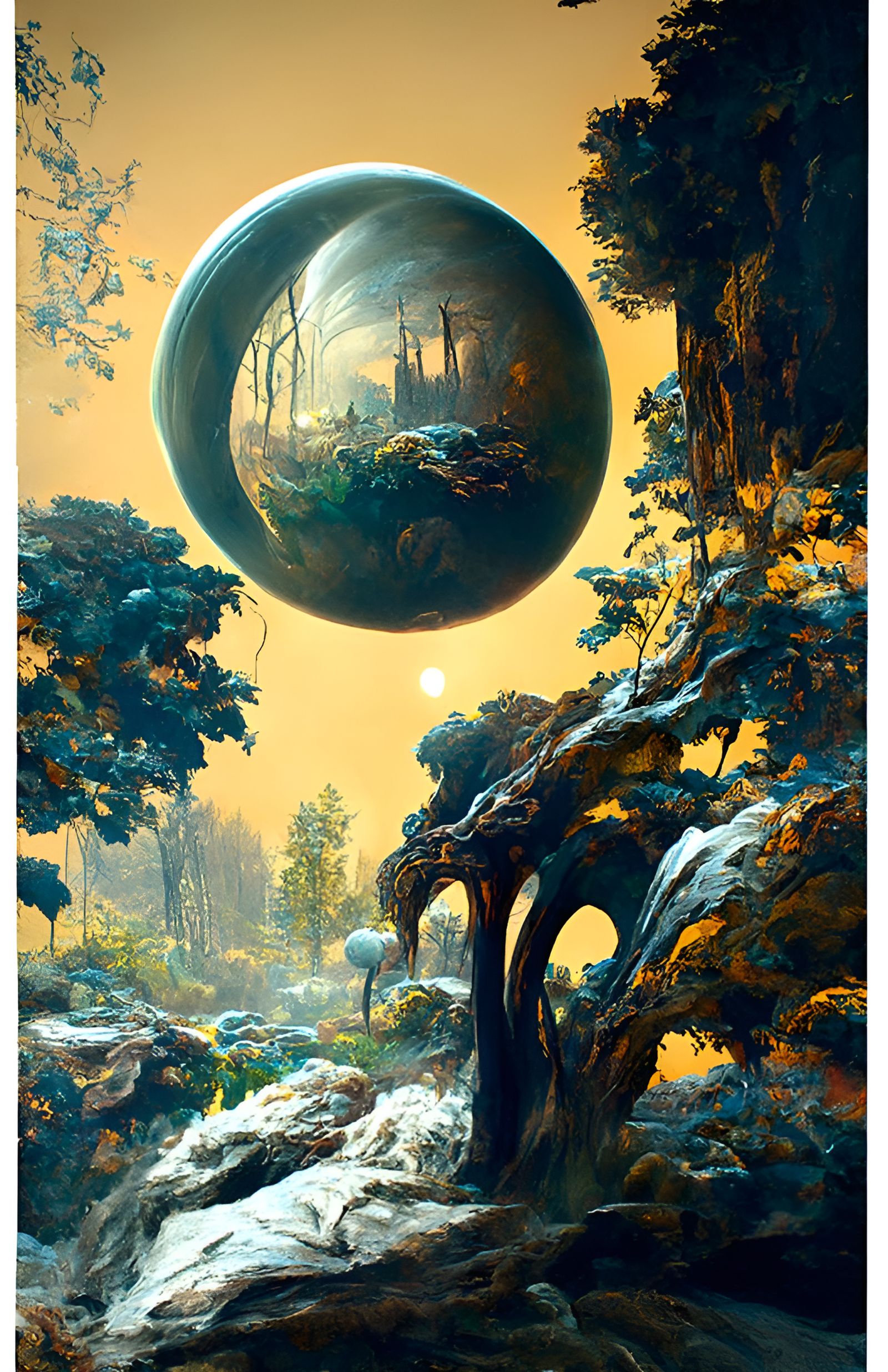 Alien World with Glowing Flora, Fantasy Concept Art