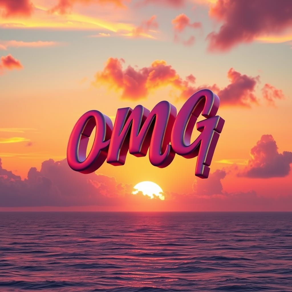 Bold, Cursive Letters Float in a Vibrant Sunset Sky