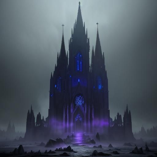 Shattered Crowns in Mystical Cathedral: Dark Fantasy Art