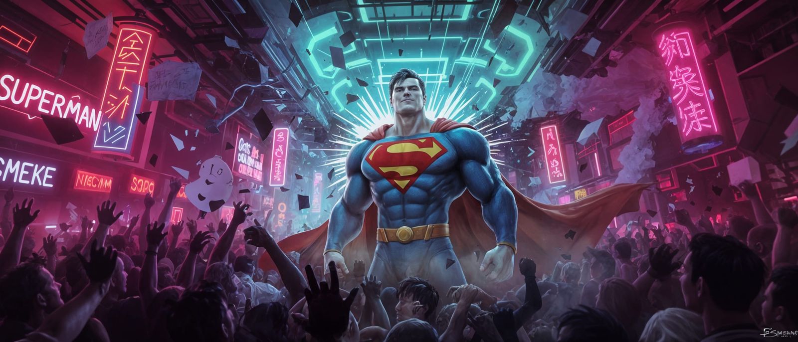 Superman Enjoys Punk Rock Concert in Anime Style