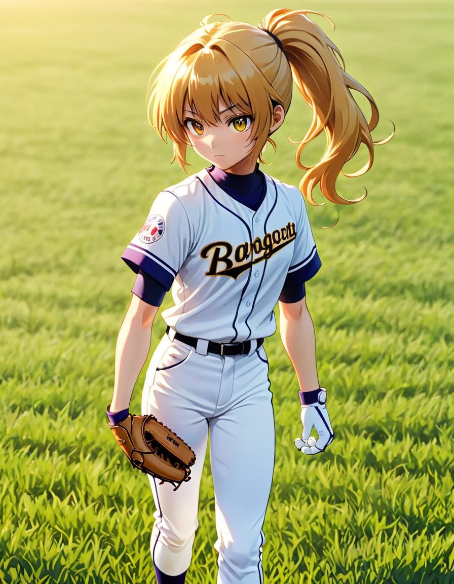 baseball player, ponytail