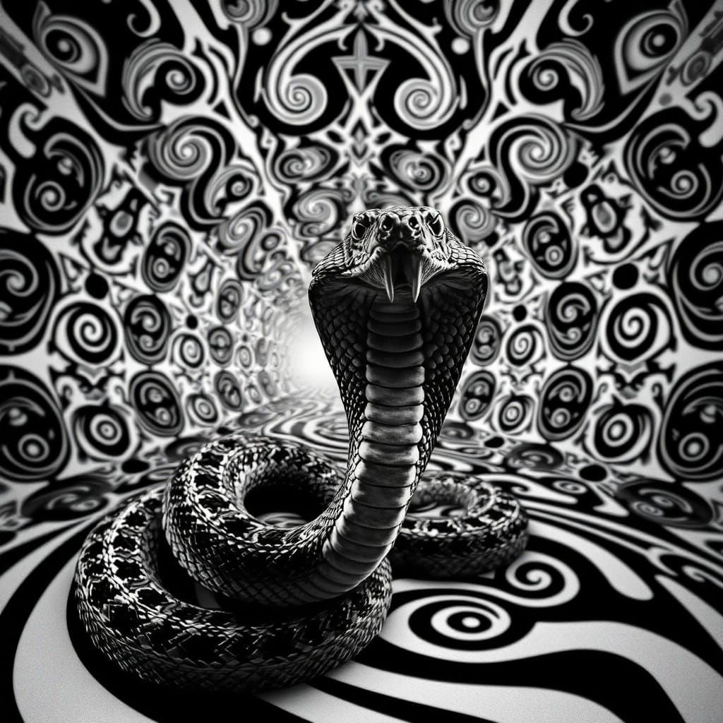 Surreal Cobra in Infinite Recursion Art Deco