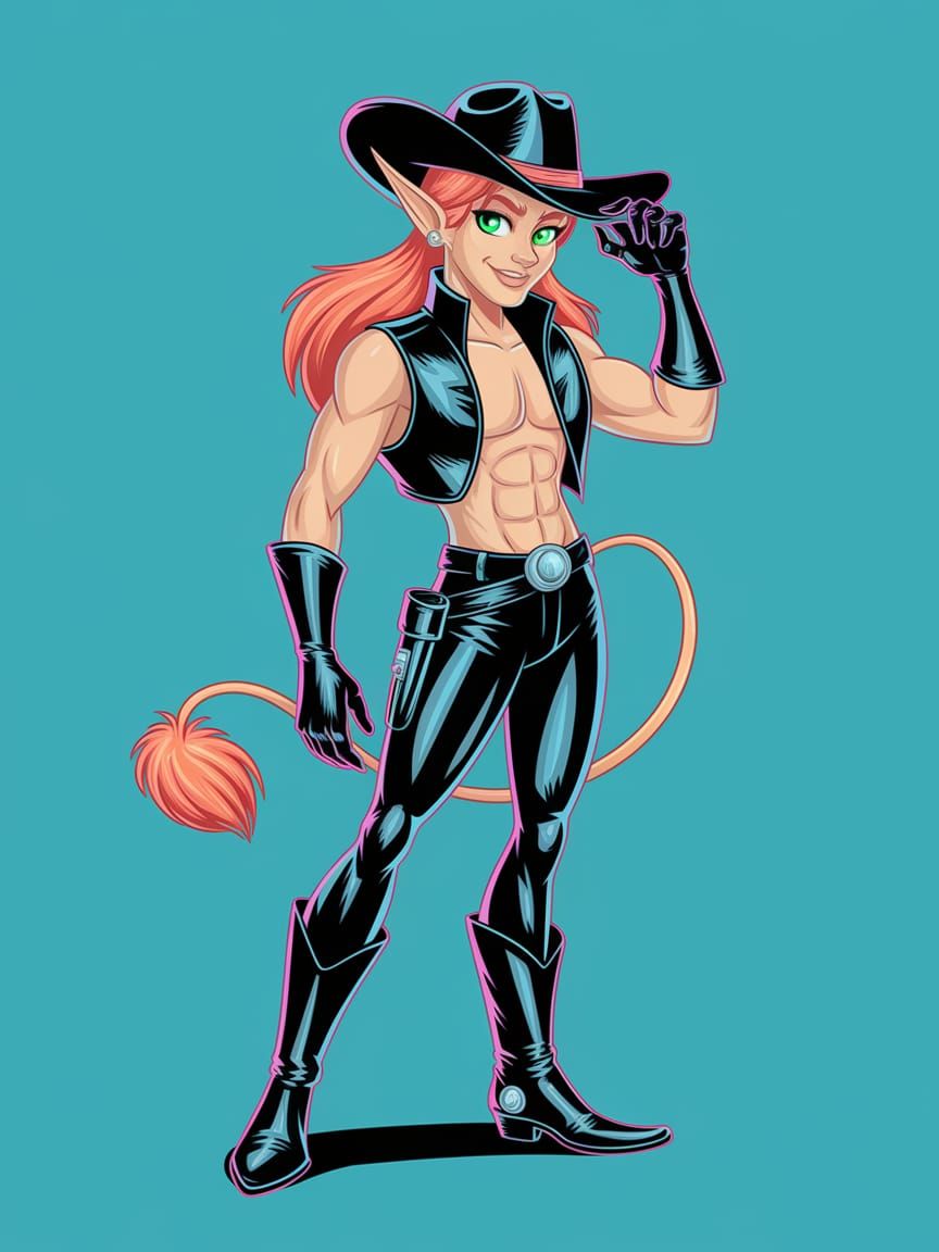 Charming Teenage Cowboy in Vibrant Western Attire