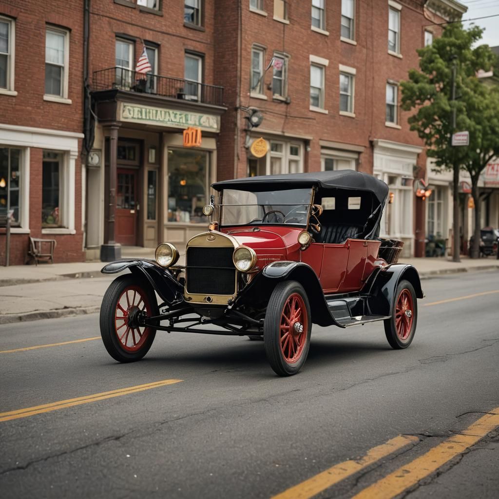 1910 Ford Model T Portrait in Vibrant Colors