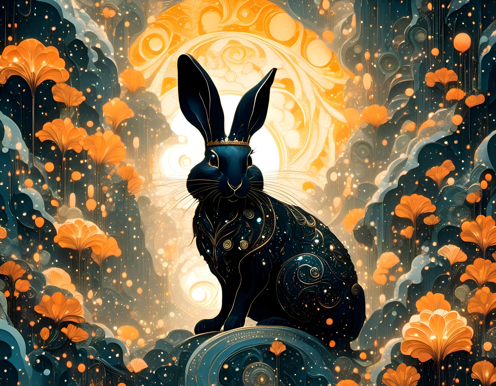 The King of the Rabbits: Ornate Crown in Gouache Style