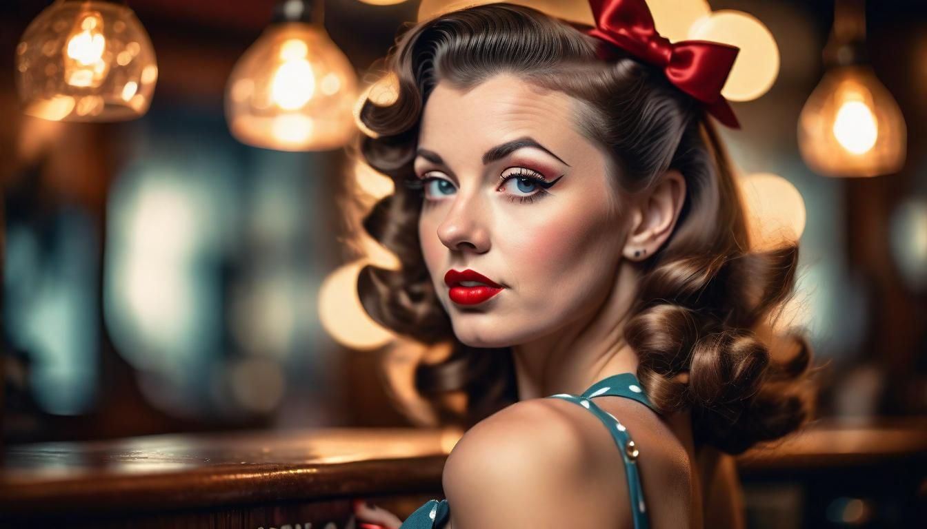 Classic 1940s Pinup Girl in Digital Photography Style