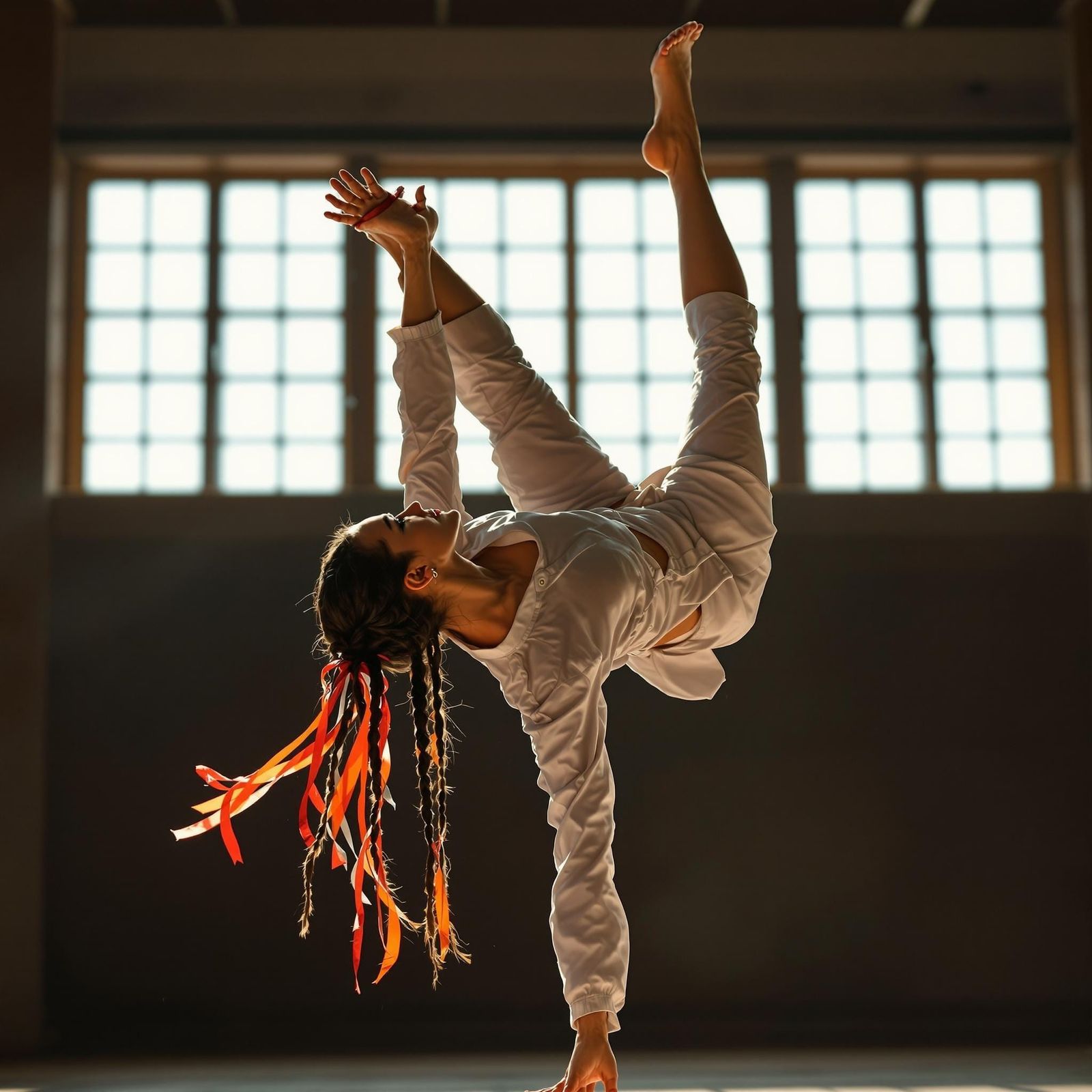 Photorealistic picture of a woman martial artist. Her body, ...