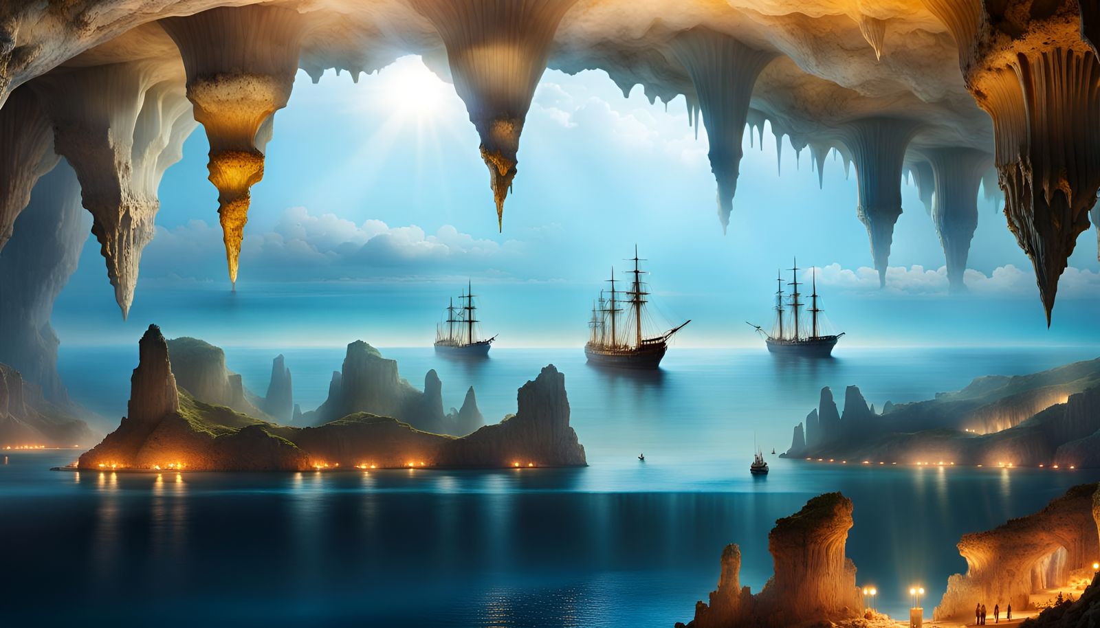 Subterranean Sea: Ships in a Distant Cavern