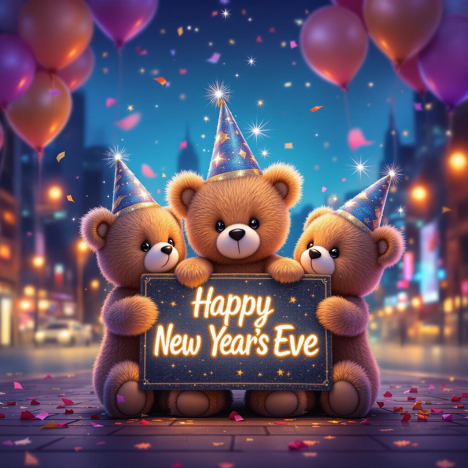 Vibrant Cityscape Celebration of Sparkling New Year's Eve