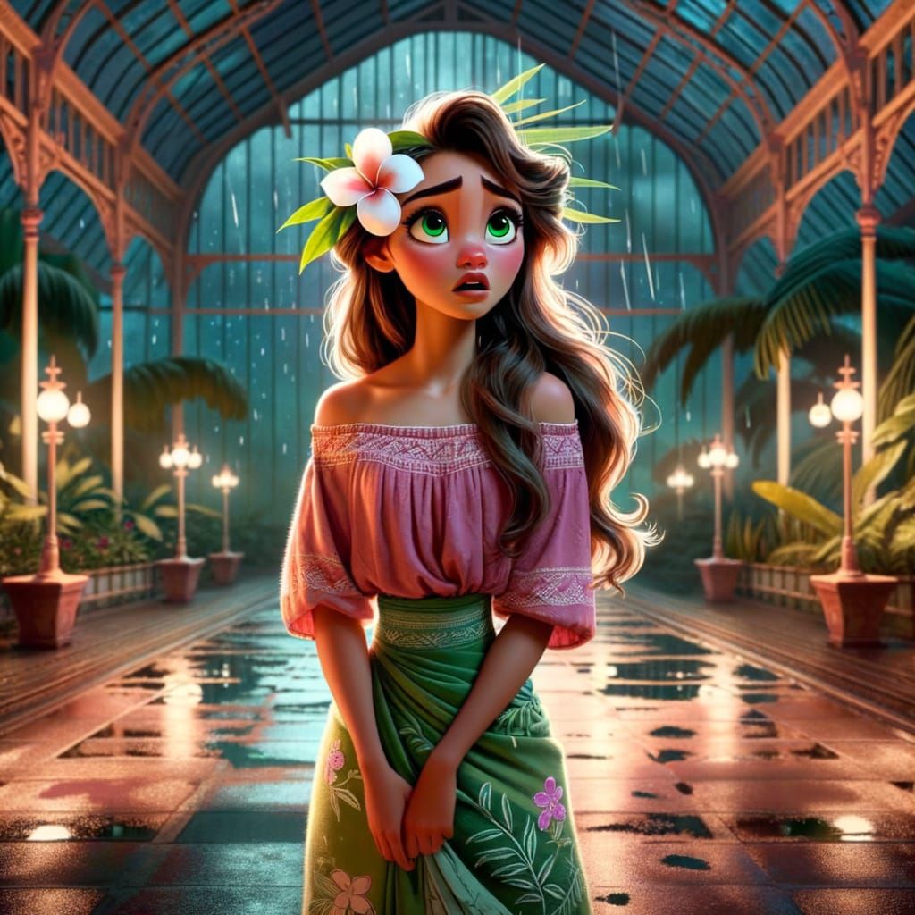 Island Woman President in Greenhouse, Disney Style