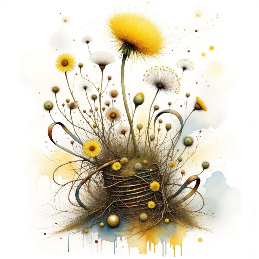 Surreal Spring Scene in Watercolor Style
