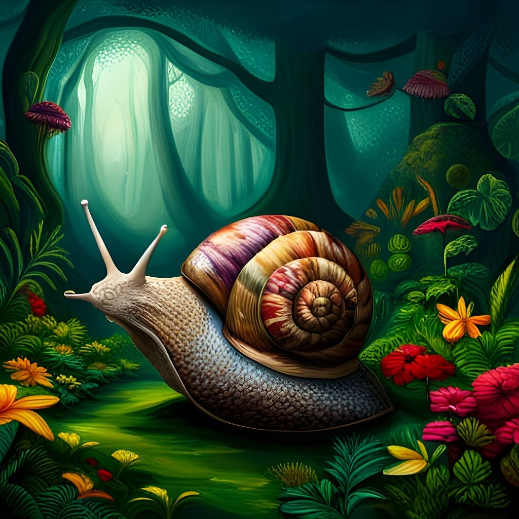 Enchanted Snail Home in Tropical Forest, Matte Painting