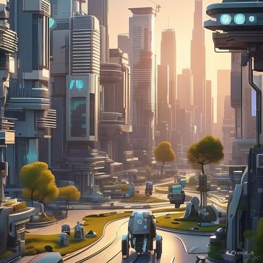 Symbiotic Metropolis in a Cyberpunk Aesthetic