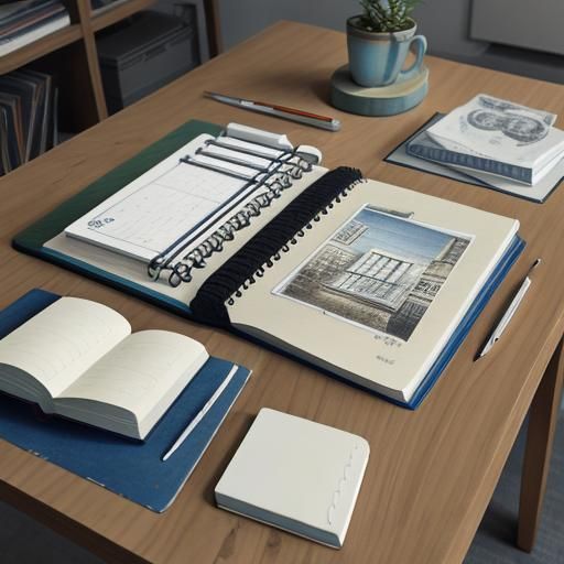 Artist's Studio Table with Open Sketchbook