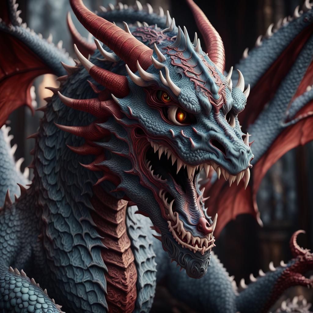 Demonic Porcelain Dragon in Detailed Matte Painting
