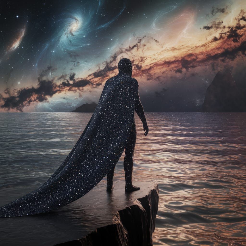 Cosmic Ocean Reflection in Detailed Matte Painting