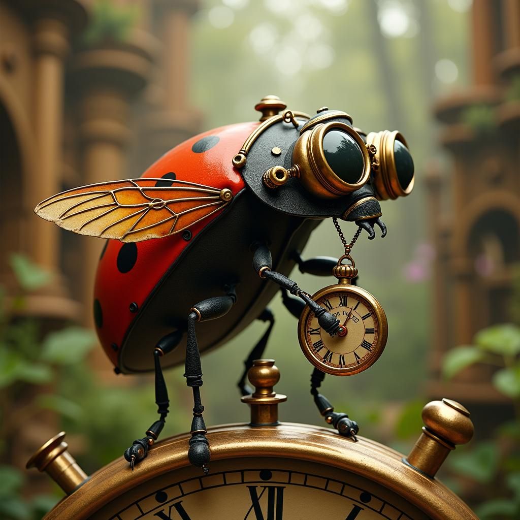 Steampunk Ladybug Time Traveler in Victorian Setting