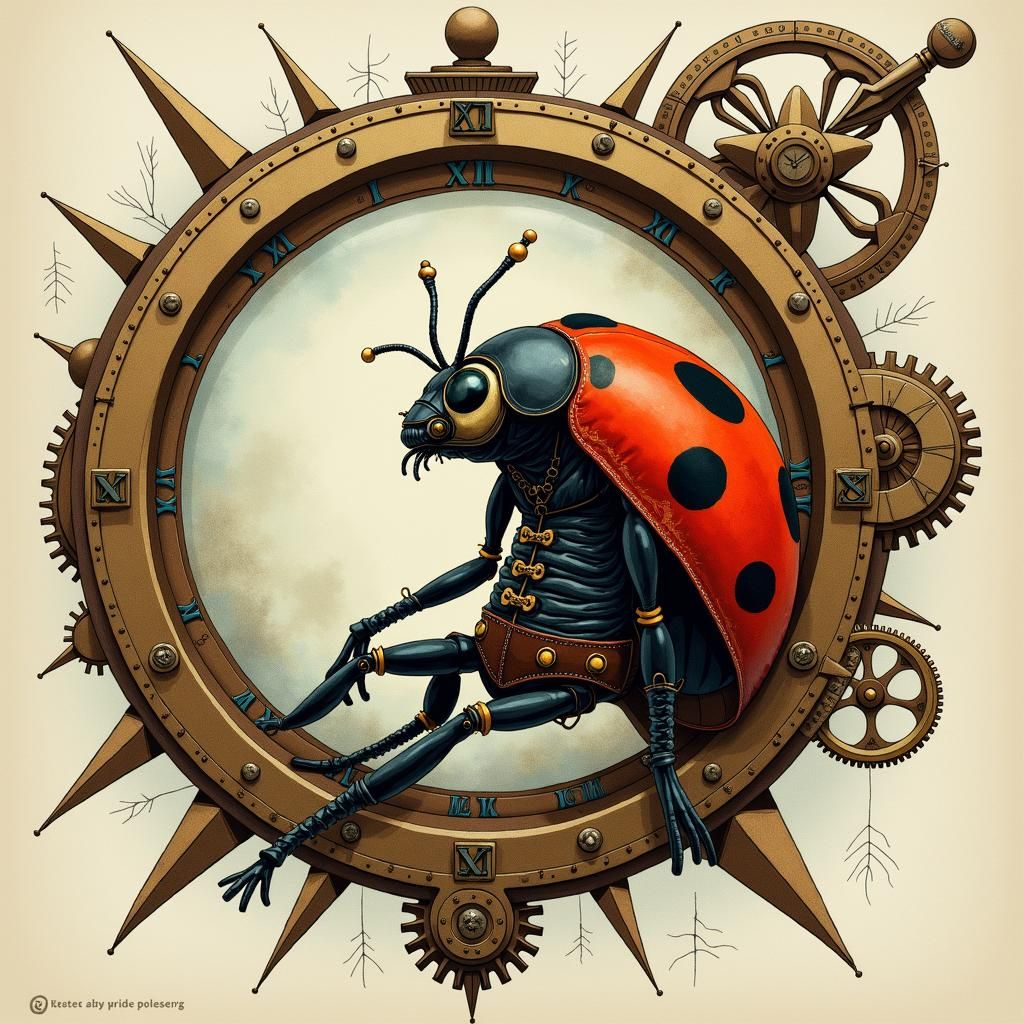 Steampunk Ladybug Time Traveler in Victorian Style