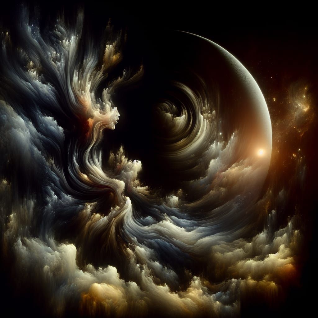 Ethereal Masterpiece Unfurls in Dark Cosmic Void