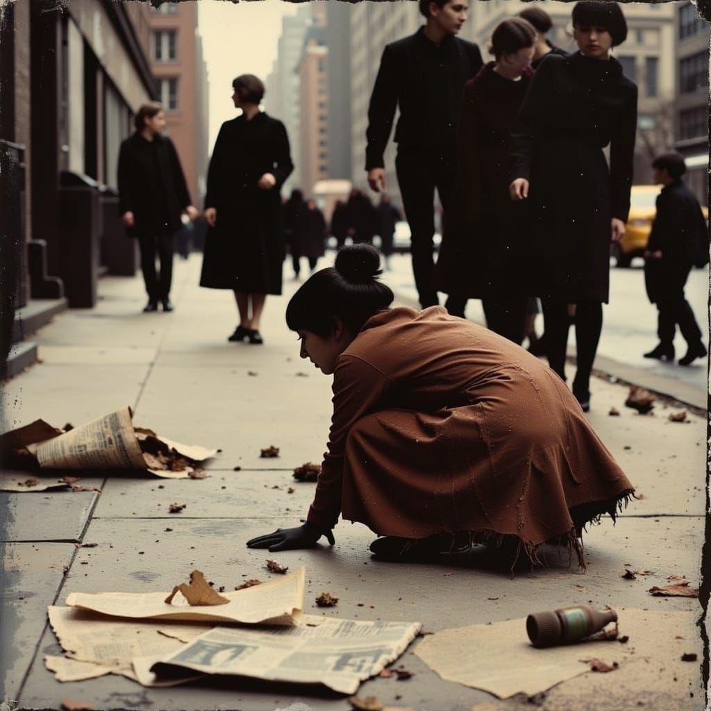 A Modern Christina's World: Woman Crawls Amidst Urban Indiff...