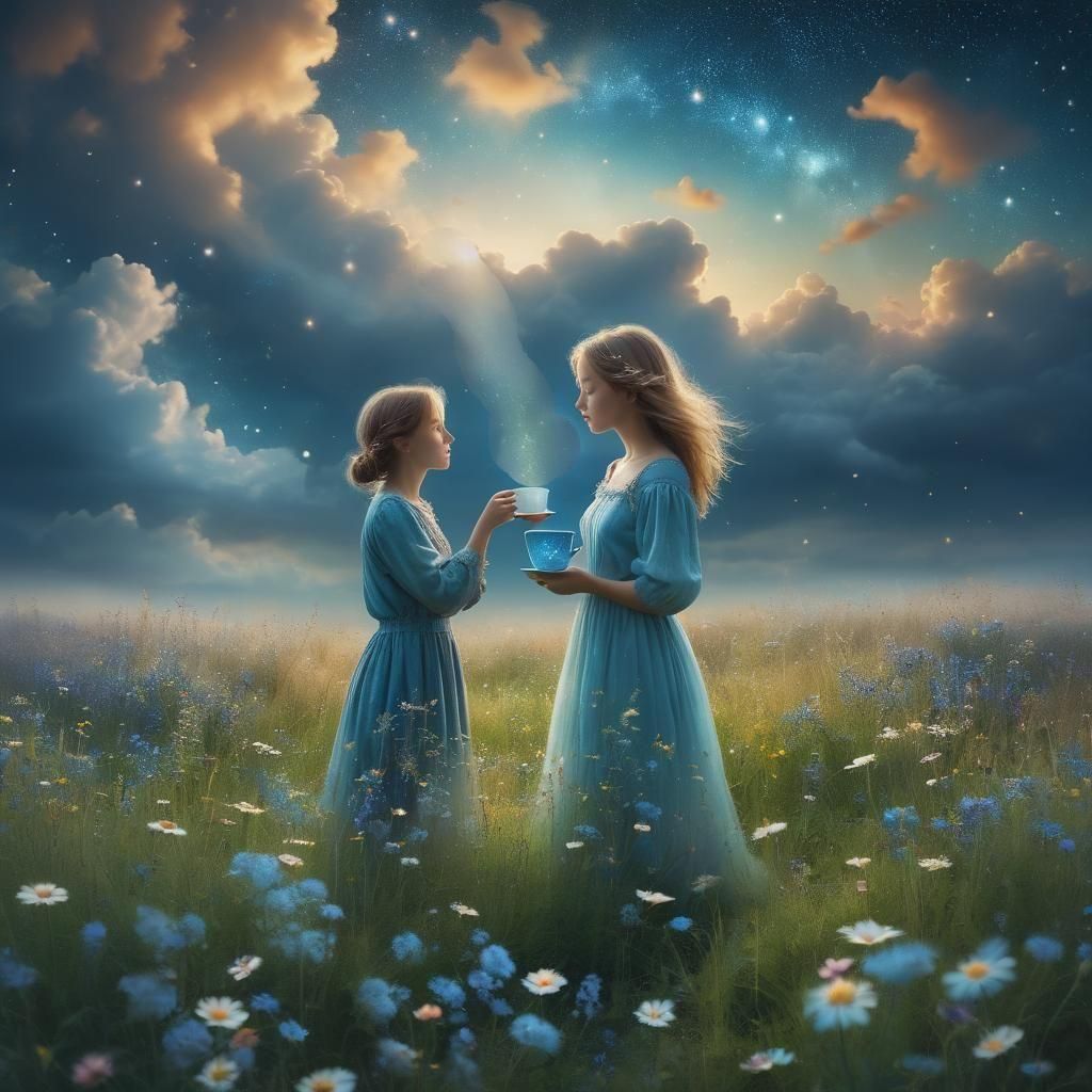 Celestial Tea Ceremony in a Dreamscape