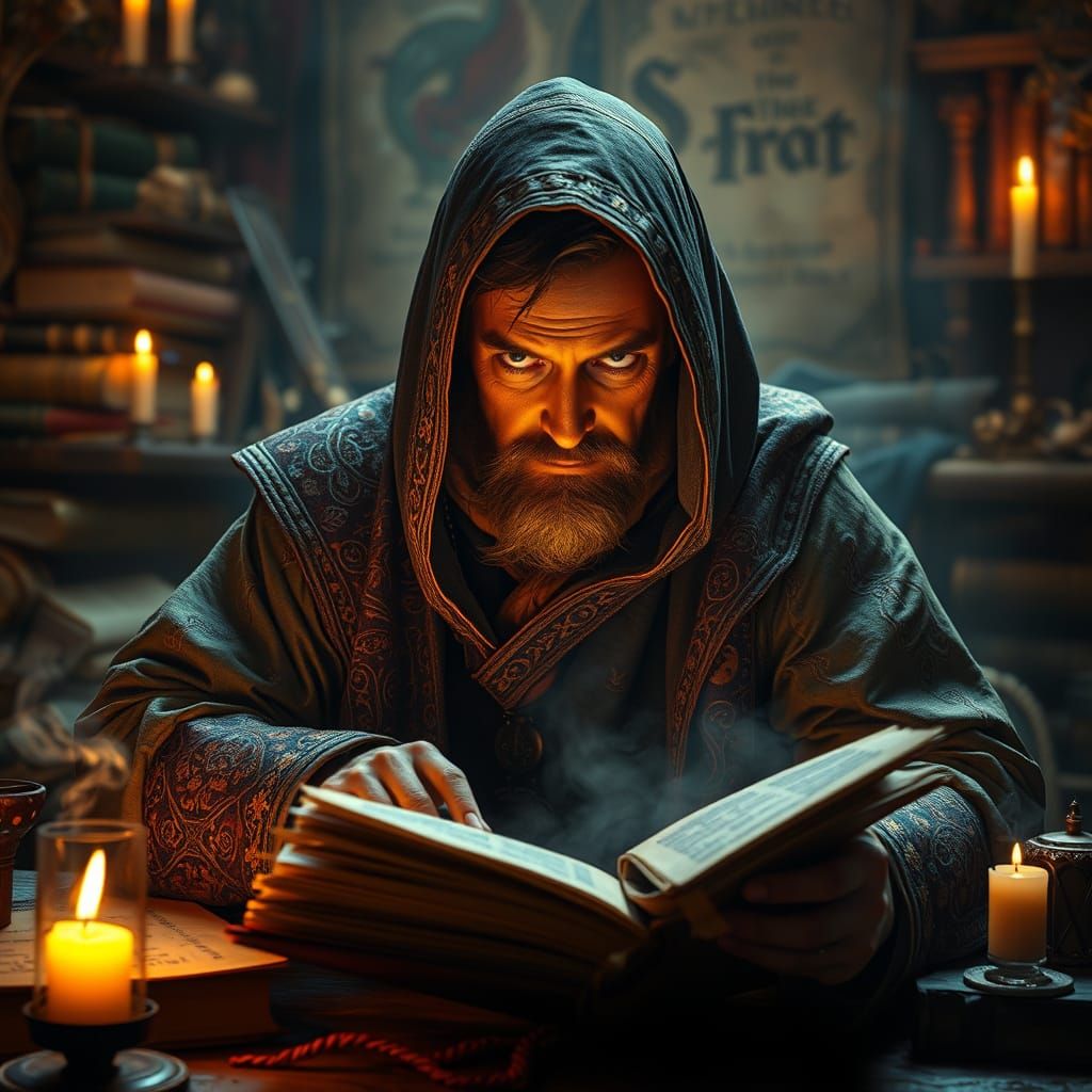 Ancient Magician Unlocks Mystical Secrets in Candleslit Stud...