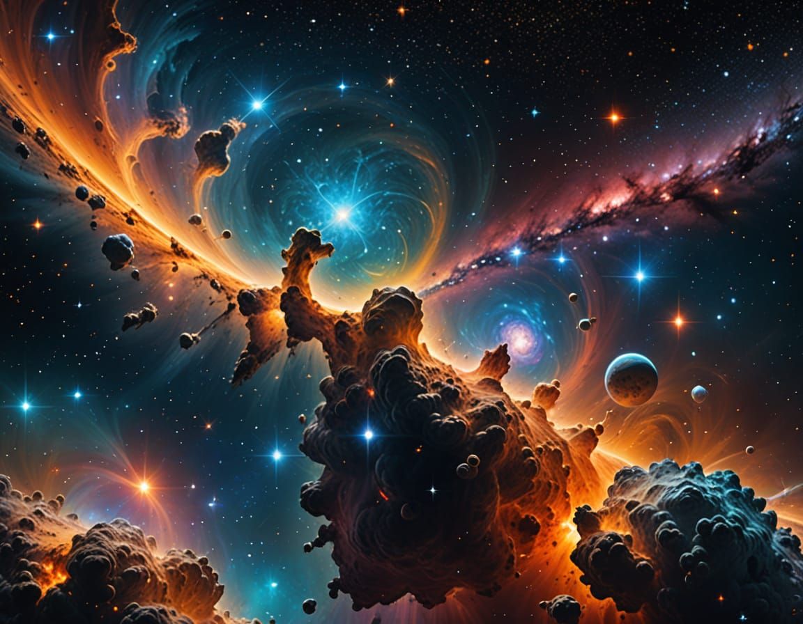 Cosmic Landscape in Hubble Style Digital Art