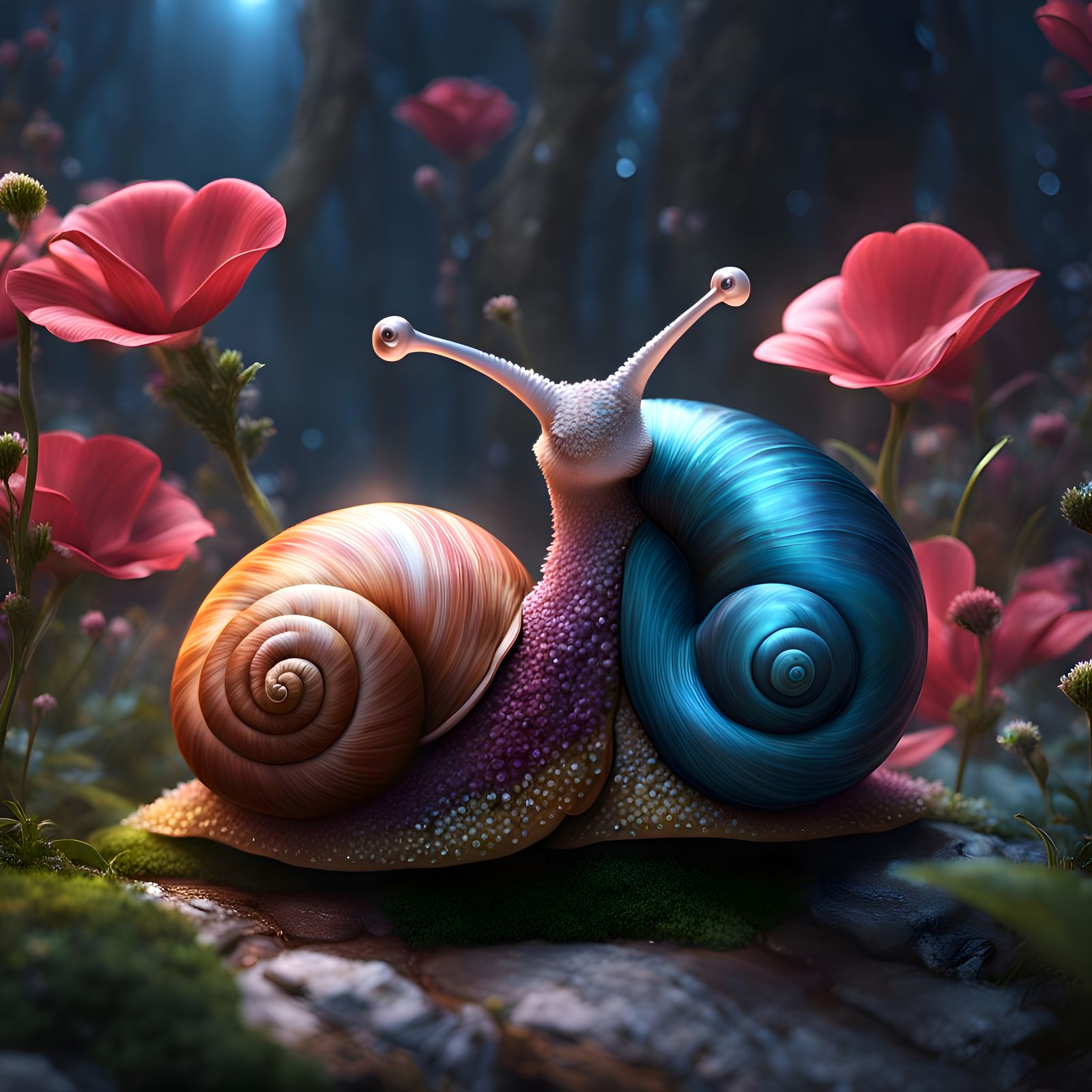 Two' fairy beautiful snail 🐌 feeling in love' break 💔 heart