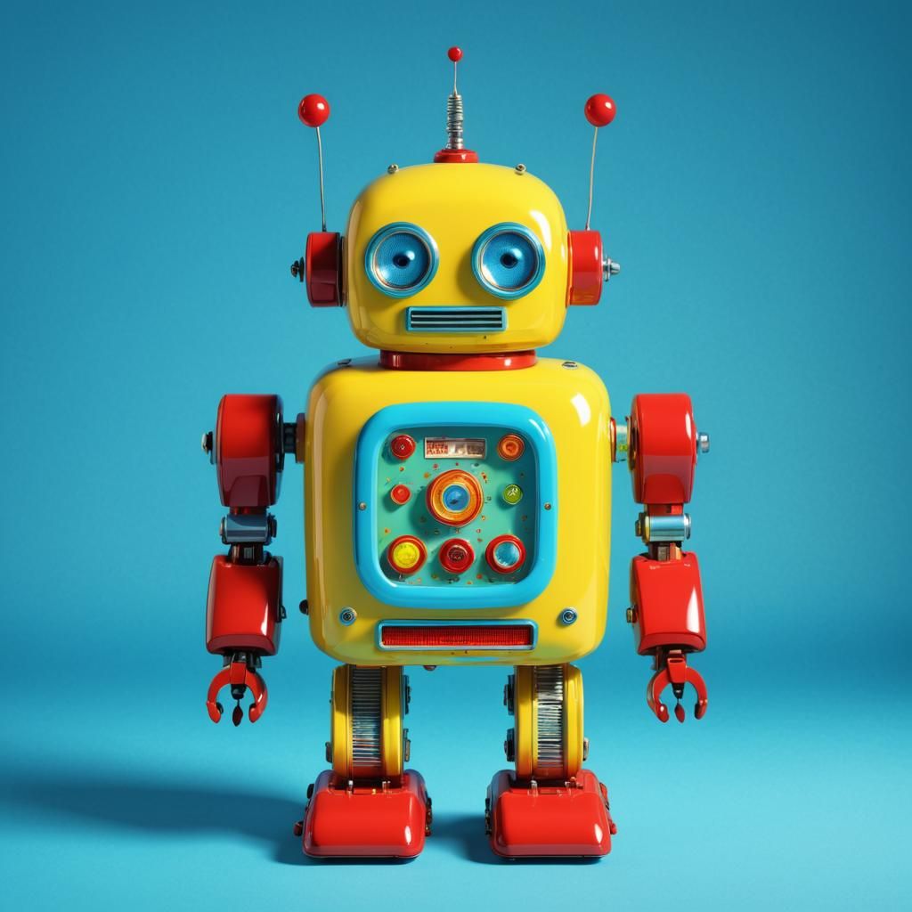 Retro Blown Glass Robot with Internal Robotics