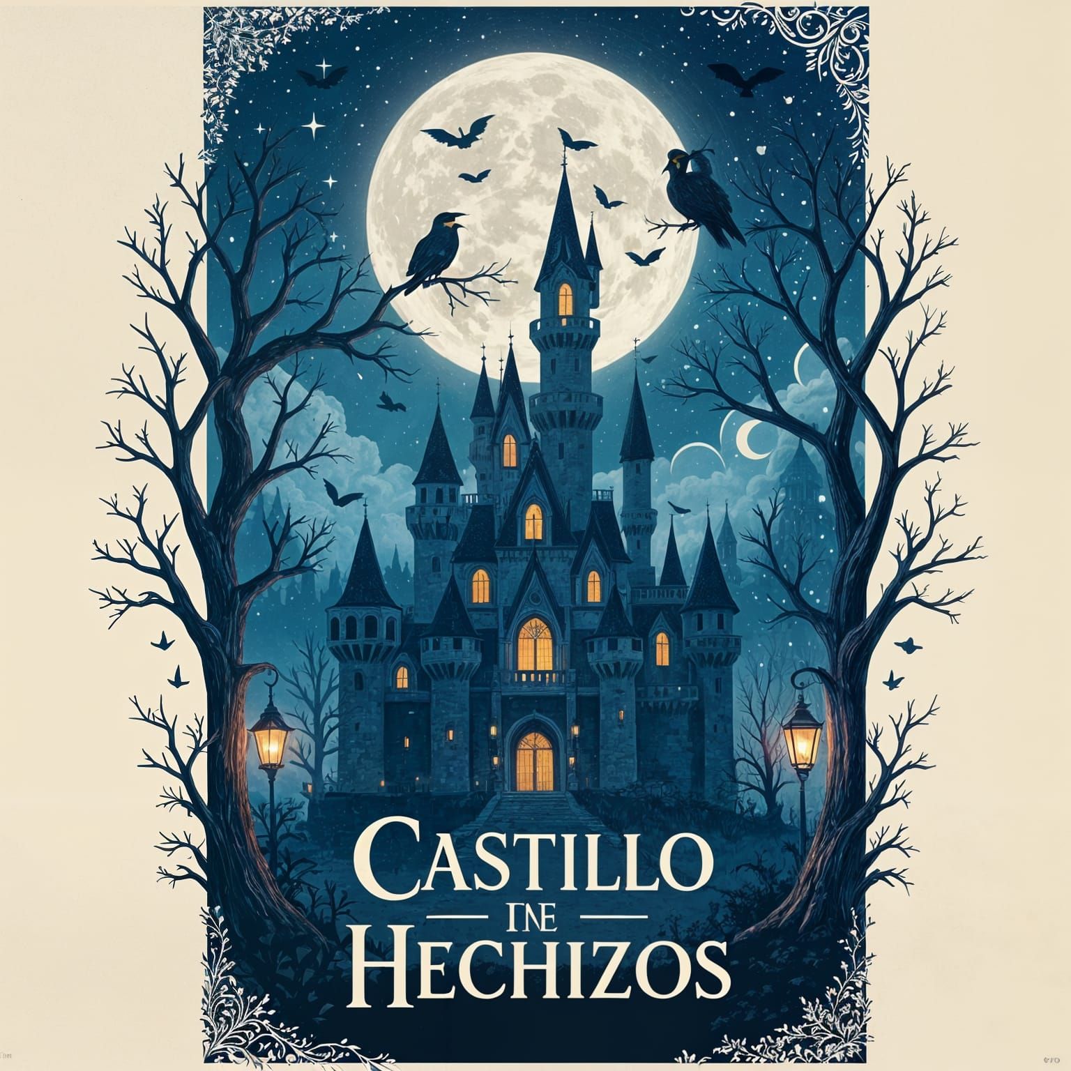 Fairy Tale Castle Poster with Full Moon