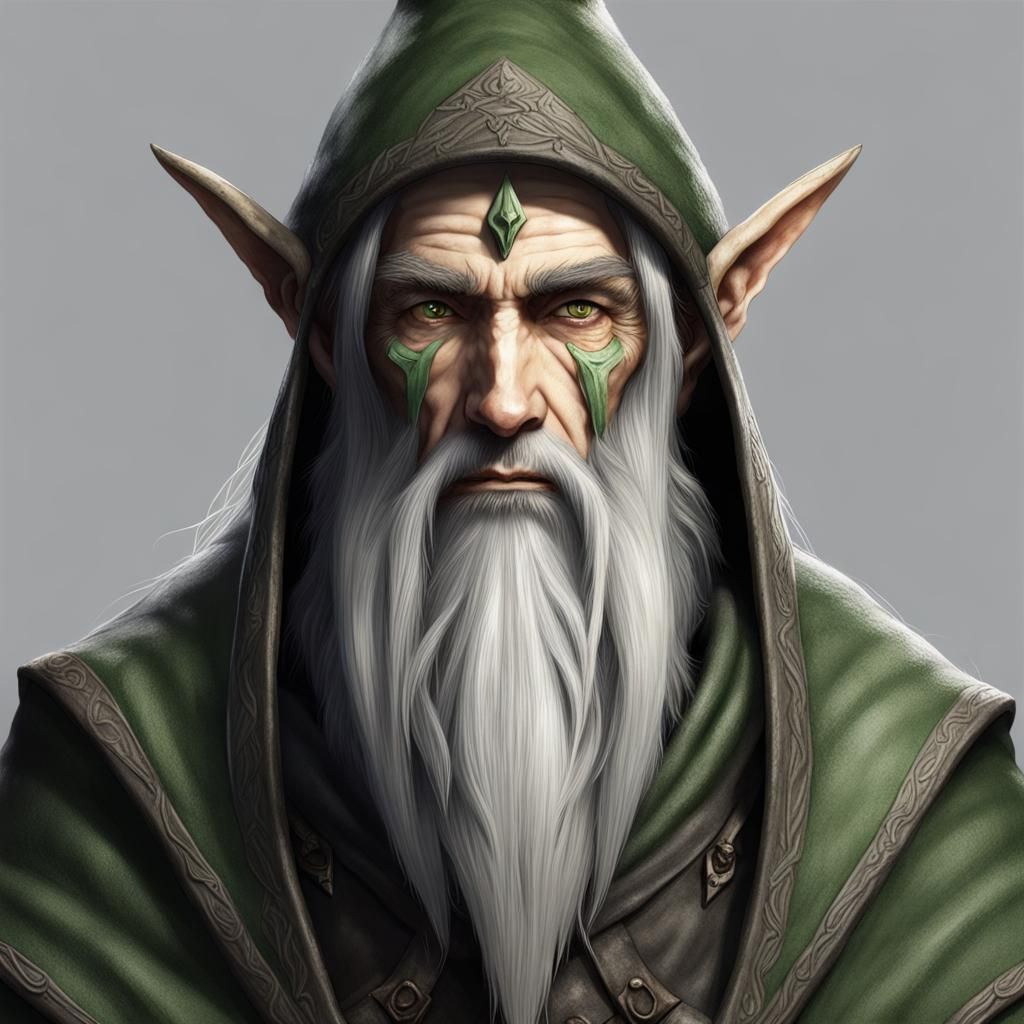 Old Wood Elf Hermit with Cauldron