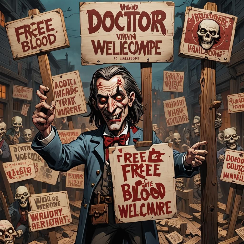 Cartoon Van Helsing Offers Free Blood