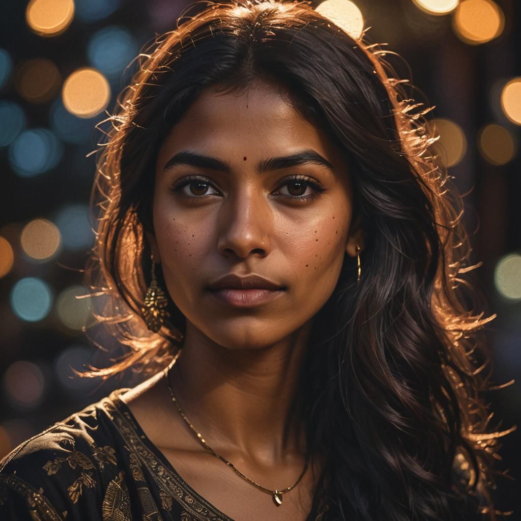 Hyperrealistic Portrait of Young Woman with Moody Lighting