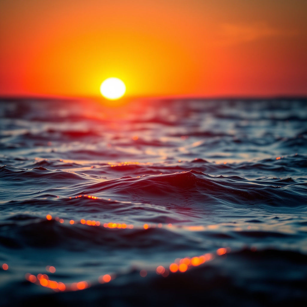 Golden Sunrise Over the Ocean Waves: Bokeh Photography
