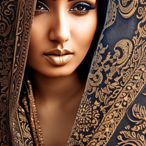 Henna Adorned Beauty in Hyperrealistic Detail