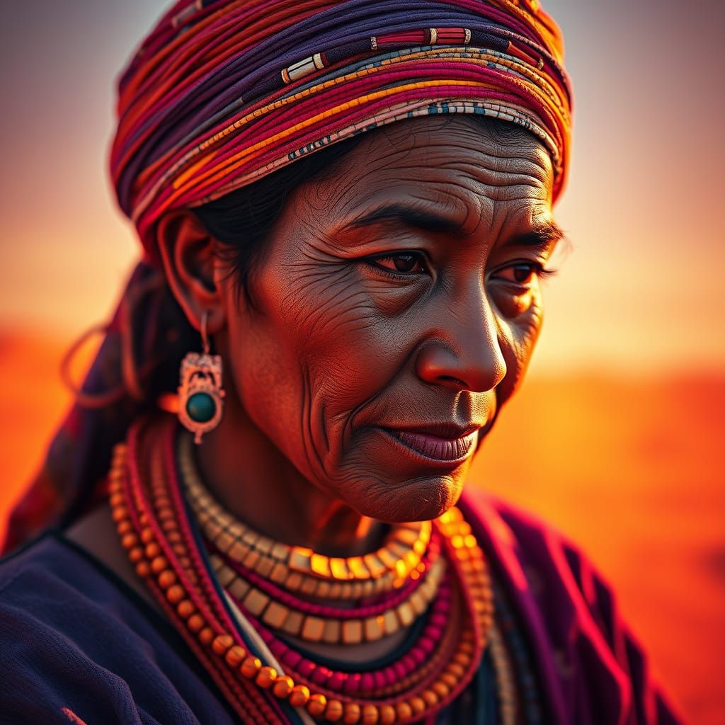 Surreal Desert Goddess Weaves Stories in Multicolor Hues