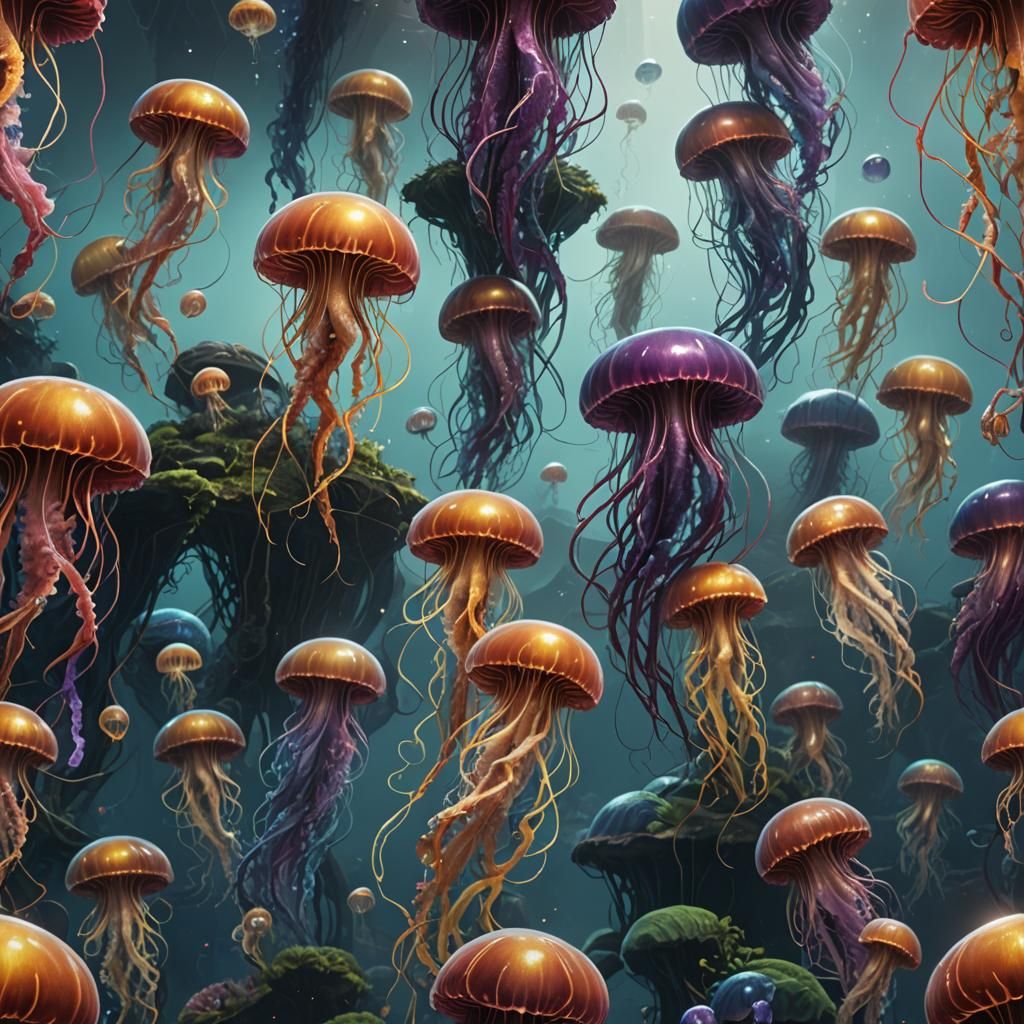 Fantastical Jellyfish Tribe in Deep Color