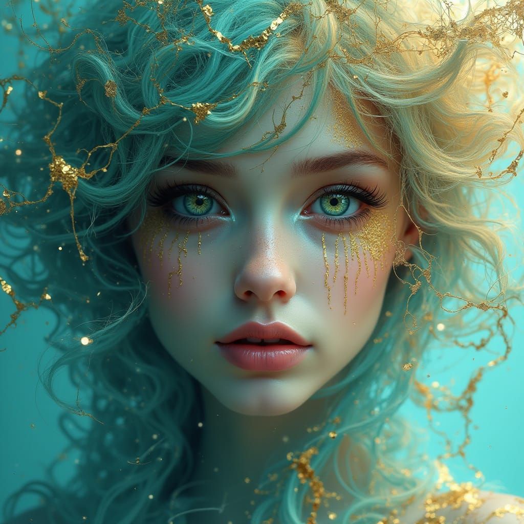 Elegant Blonde Woman Dissolves into Swirling Smoke in Intric...