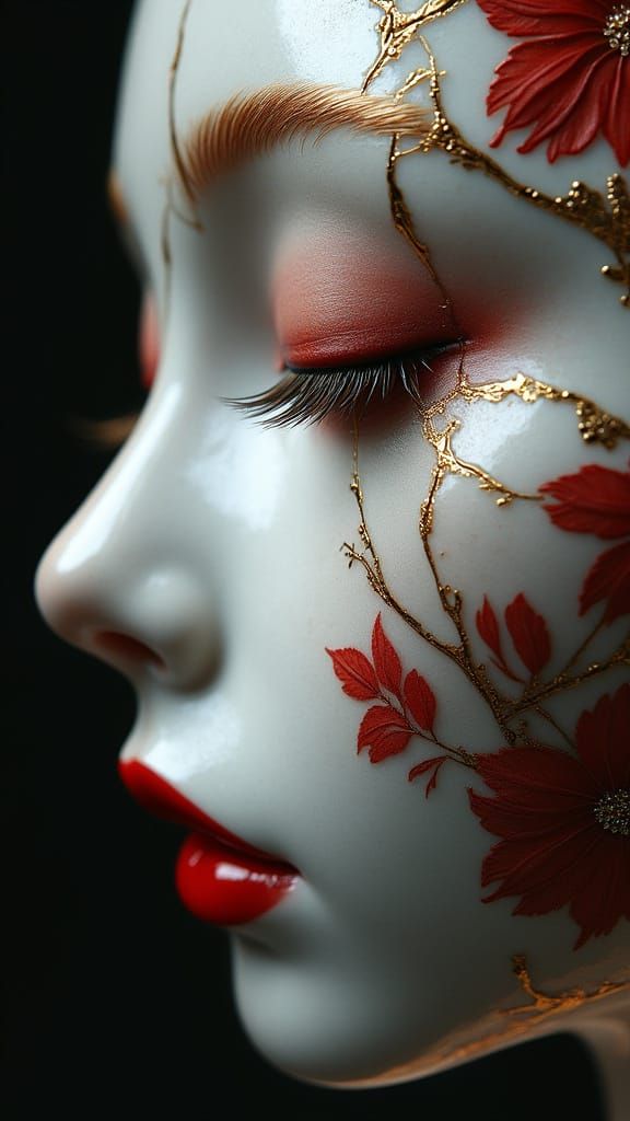 Kintsugi Face: Porcelain Beauty Repaired in Gold