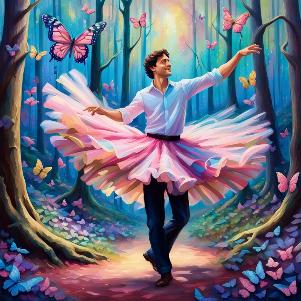 Justin Trudeau dancing while wearing a pink tutu