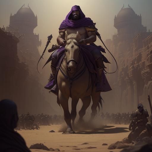 A Sultan Strong Man and his Army of Desert Warriors.