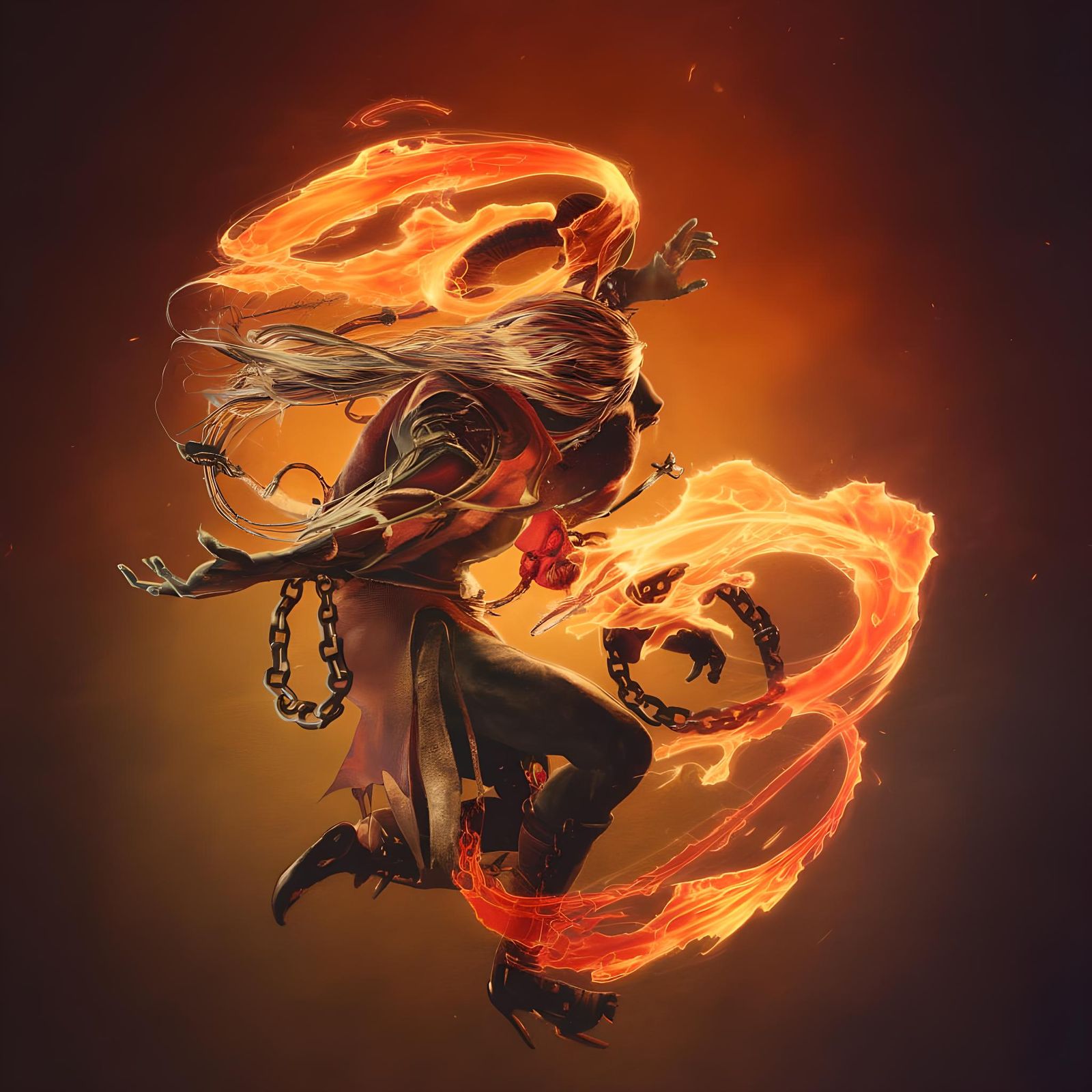 Flaming Heart: Fantastical Digital Art Portrait