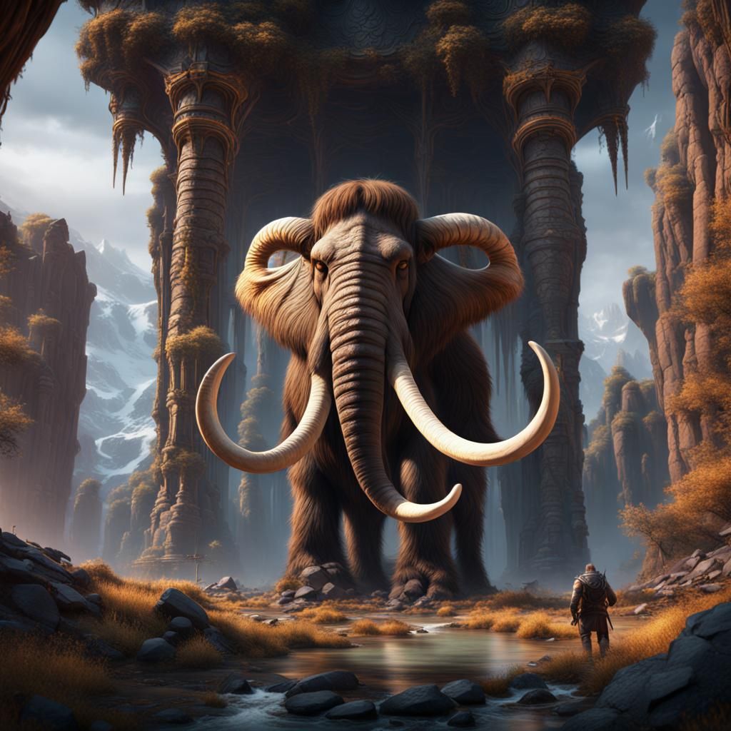 Detailed Mammoth Matte Painting in Deep Color