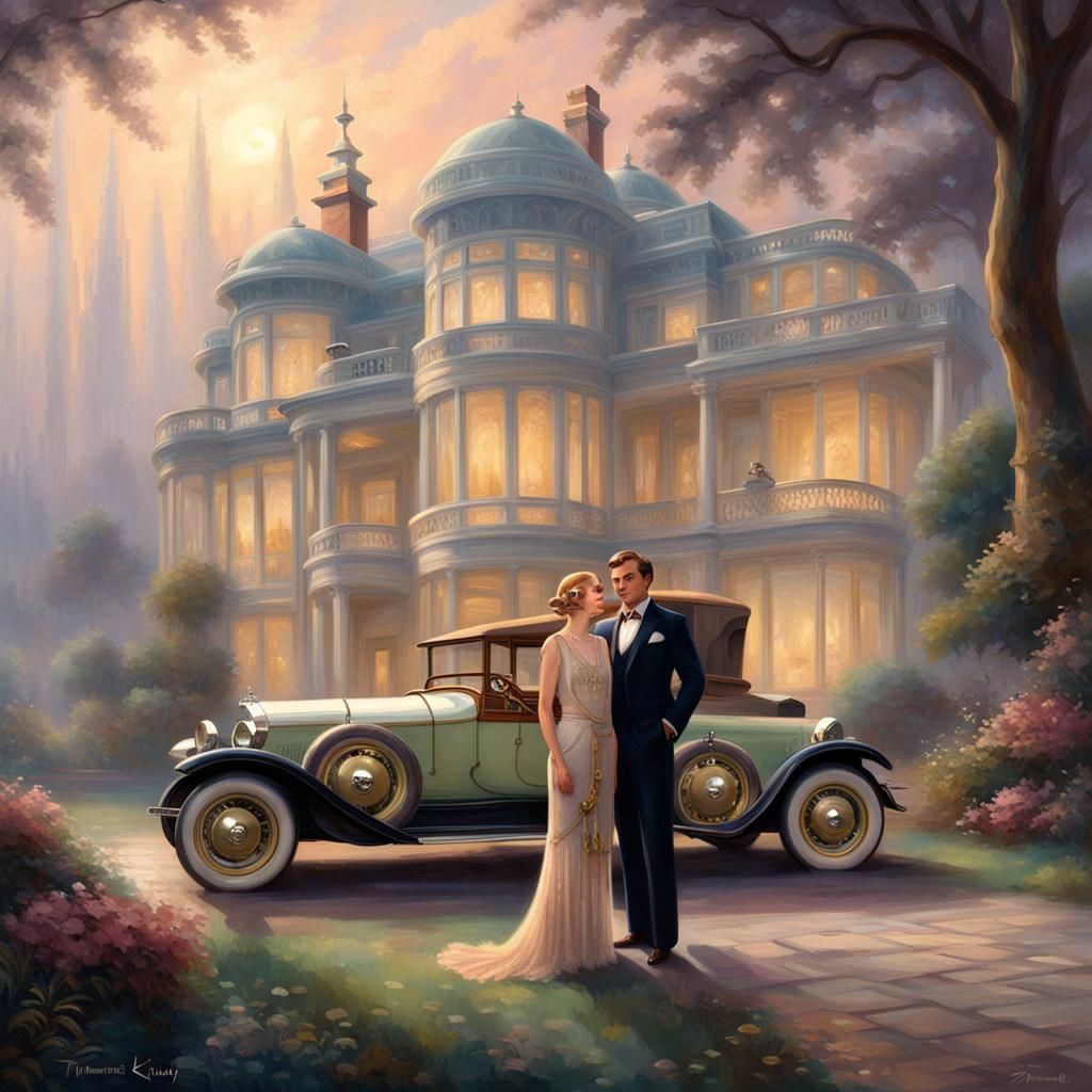 Gatsby and Zelda in Ethereal Art Deco Scene