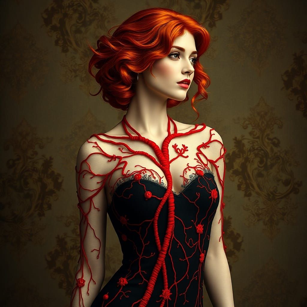 Art Nouveau Woman with Circulatory System Dress