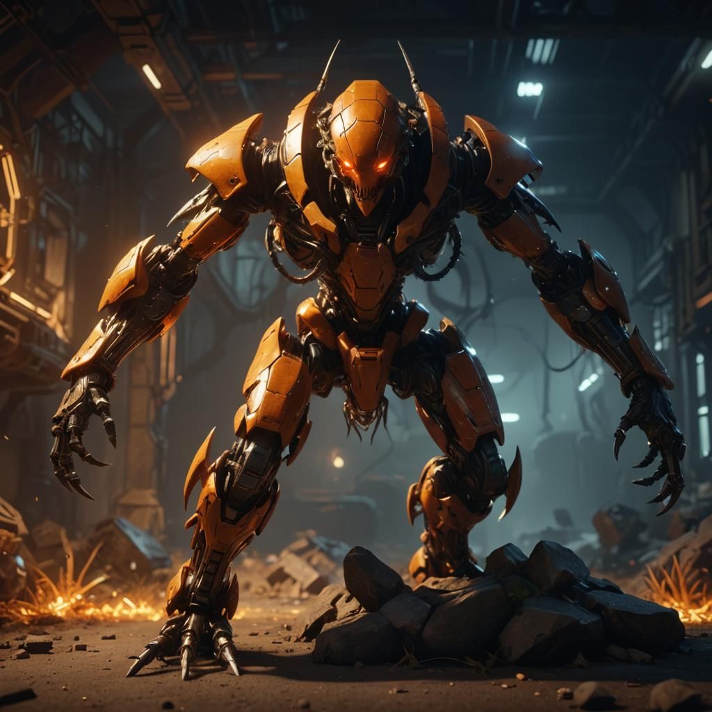 Cyborg Scorpion Storm Golem in 3D Game Style
